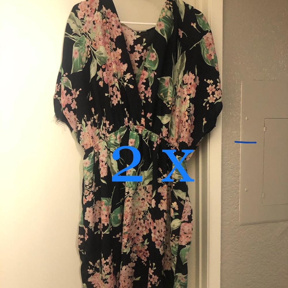Blue floral short 2XL summer dress